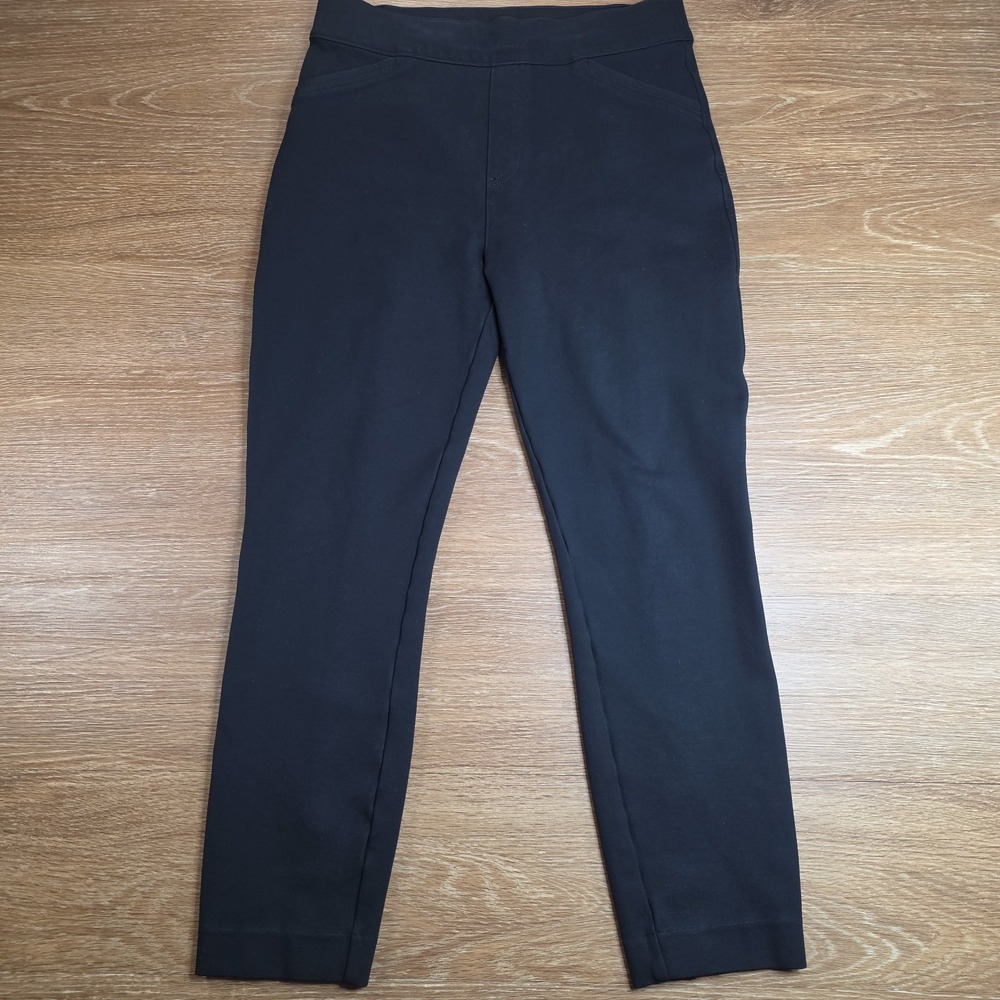 SPANX Ponte Ankle Pants Women M Black Pull On Slim Skinny Stretch Pockets Office